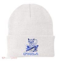 Blue Cats Wave For Kamala Funny Kamala Harris Cat Ladies Beanie thumb 0