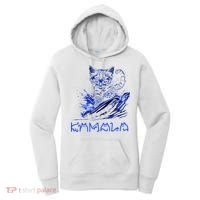 Blue Cats Wave For Kamala Funny Kamala Harris Cat Ladies Women's Hoodie thumb 0