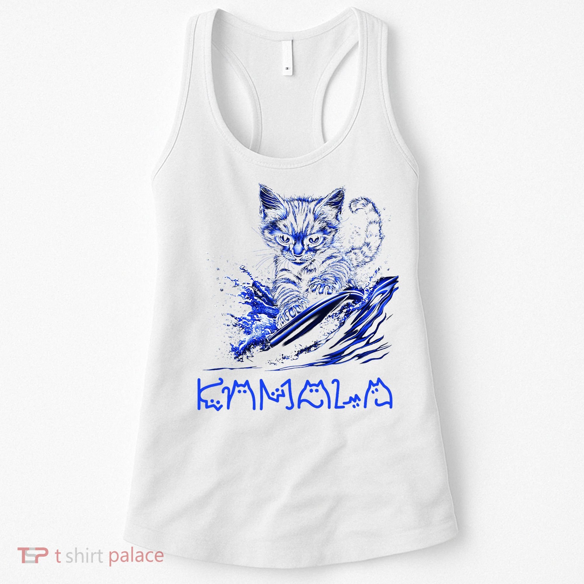 Blue Cats Wave For Kamala Funny Kamala Harris Cat Ladies Women's Tank Top