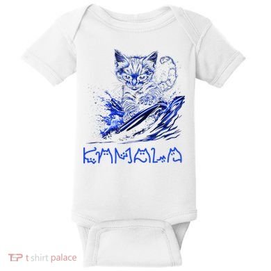 Blue Cats Wave For Kamala Funny Kamala Harris Cat Ladies Baby Bodysuit