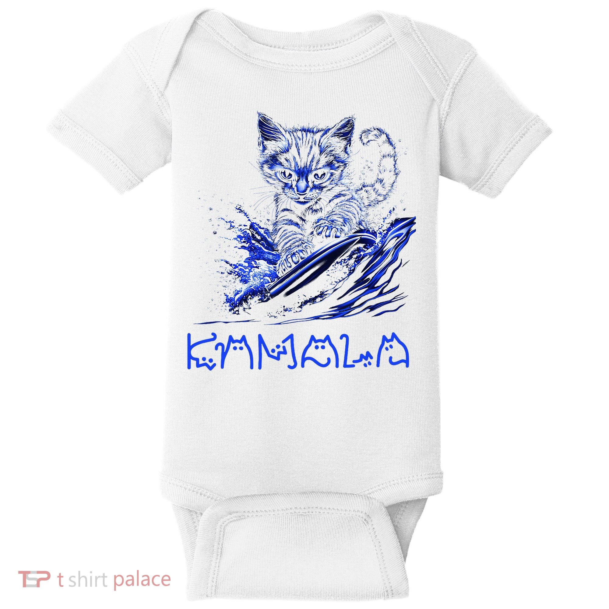 Blue Cats Wave For Kamala Funny Kamala Harris Cat Ladies Baby Bodysuit