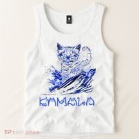 Blue Cats Wave For Kamala Funny Kamala Harris Cat Ladies Tank Top thumb 2