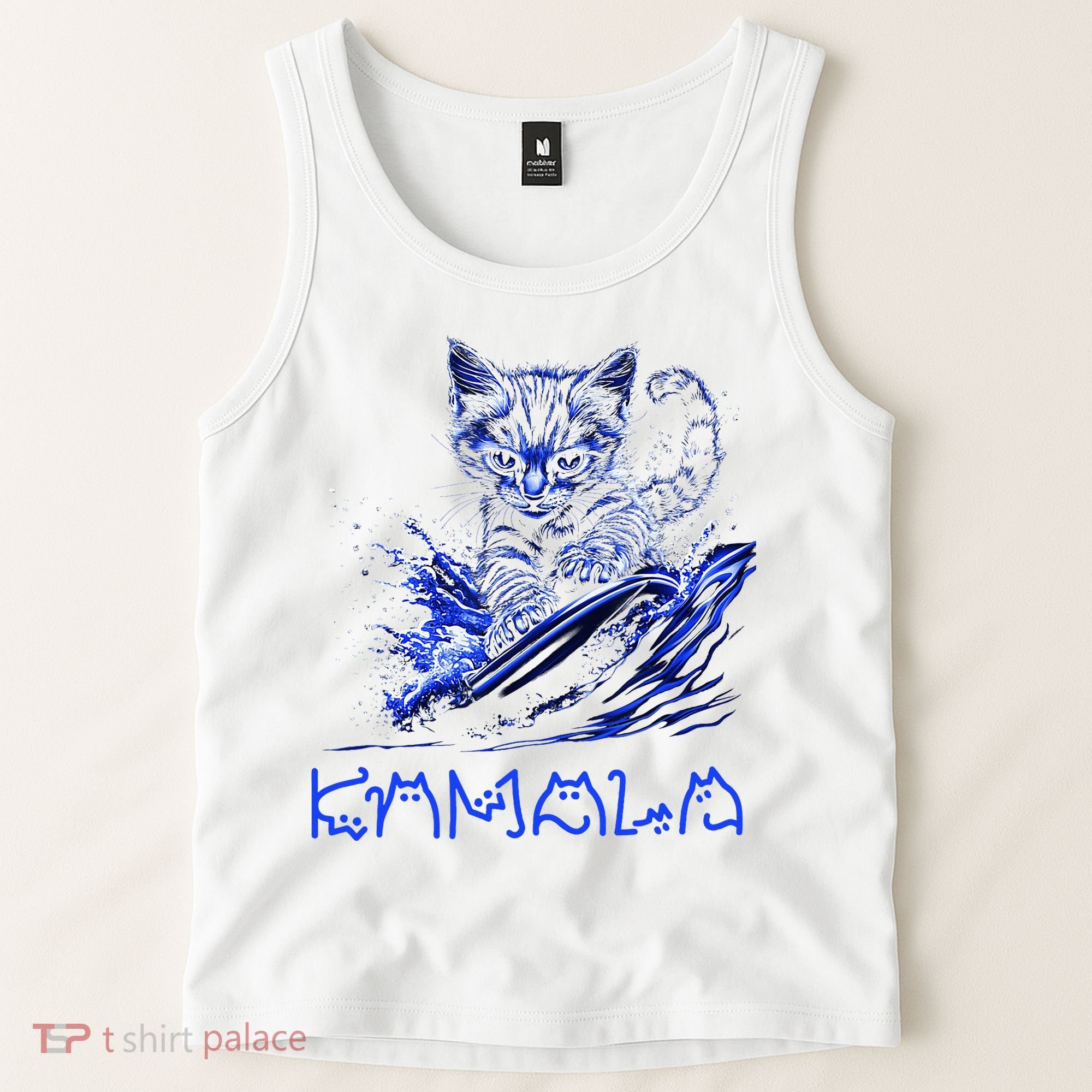 Blue Cats Wave For Kamala Funny Kamala Harris Cat Ladies Tank Top