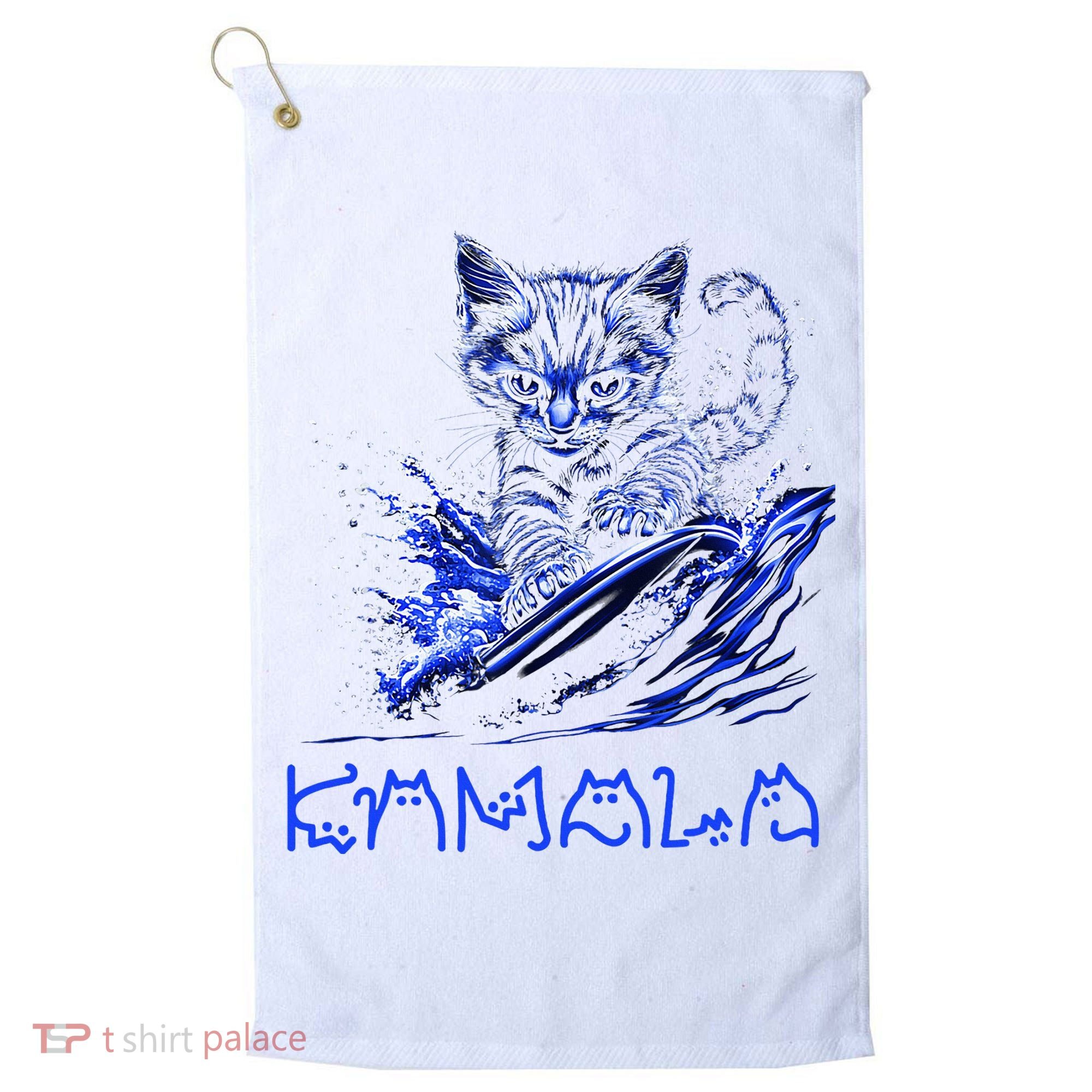 Blue Cats Wave For Kamala Funny Kamala Harris Cat Ladies Golf Towel