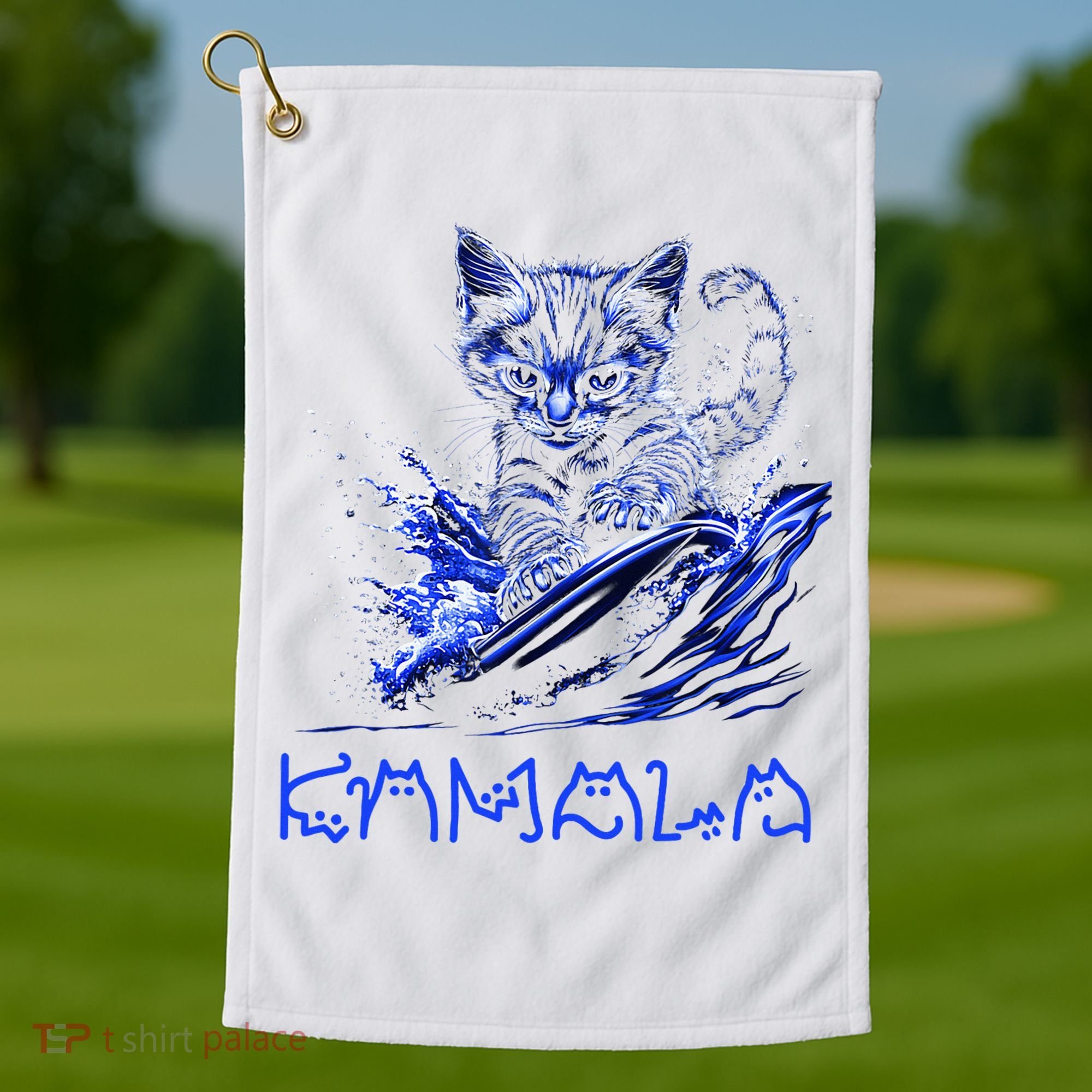 Blue Cats Wave For Kamala Funny Kamala Harris Cat Ladies Golf Towel