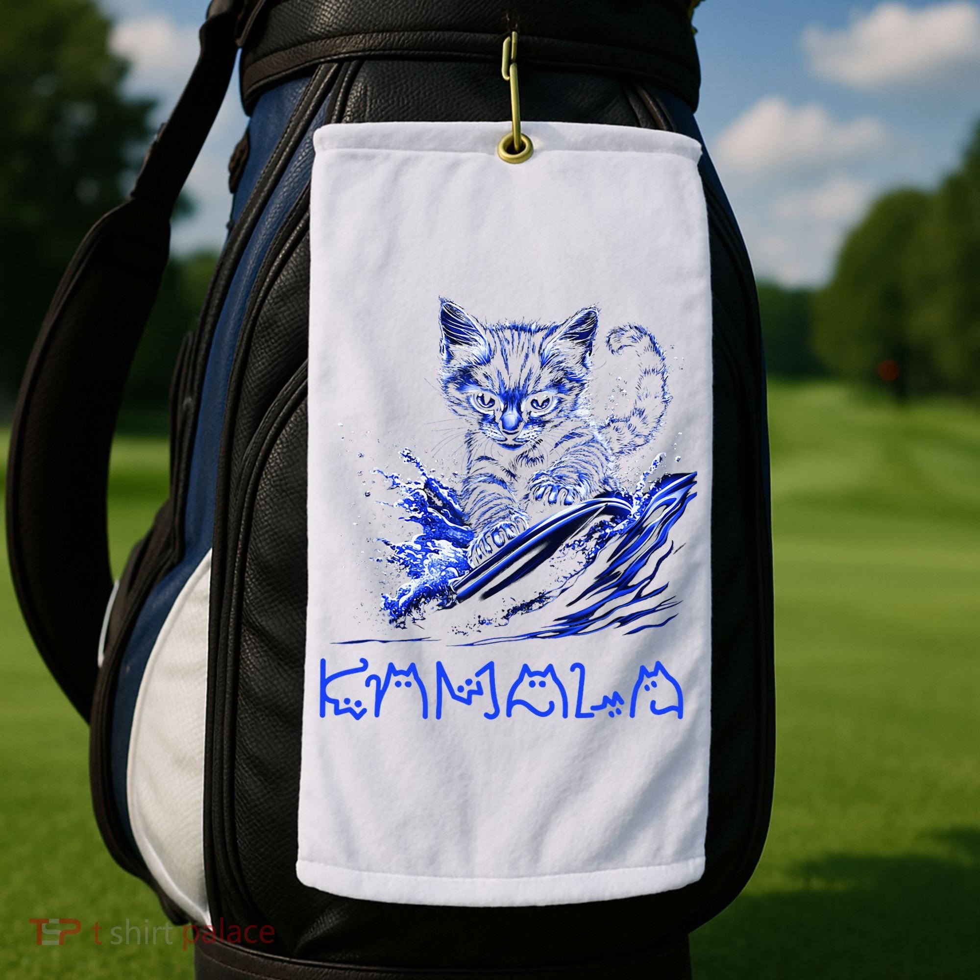 Blue Cats Wave For Kamala Funny Kamala Harris Cat Ladies Golf Towel