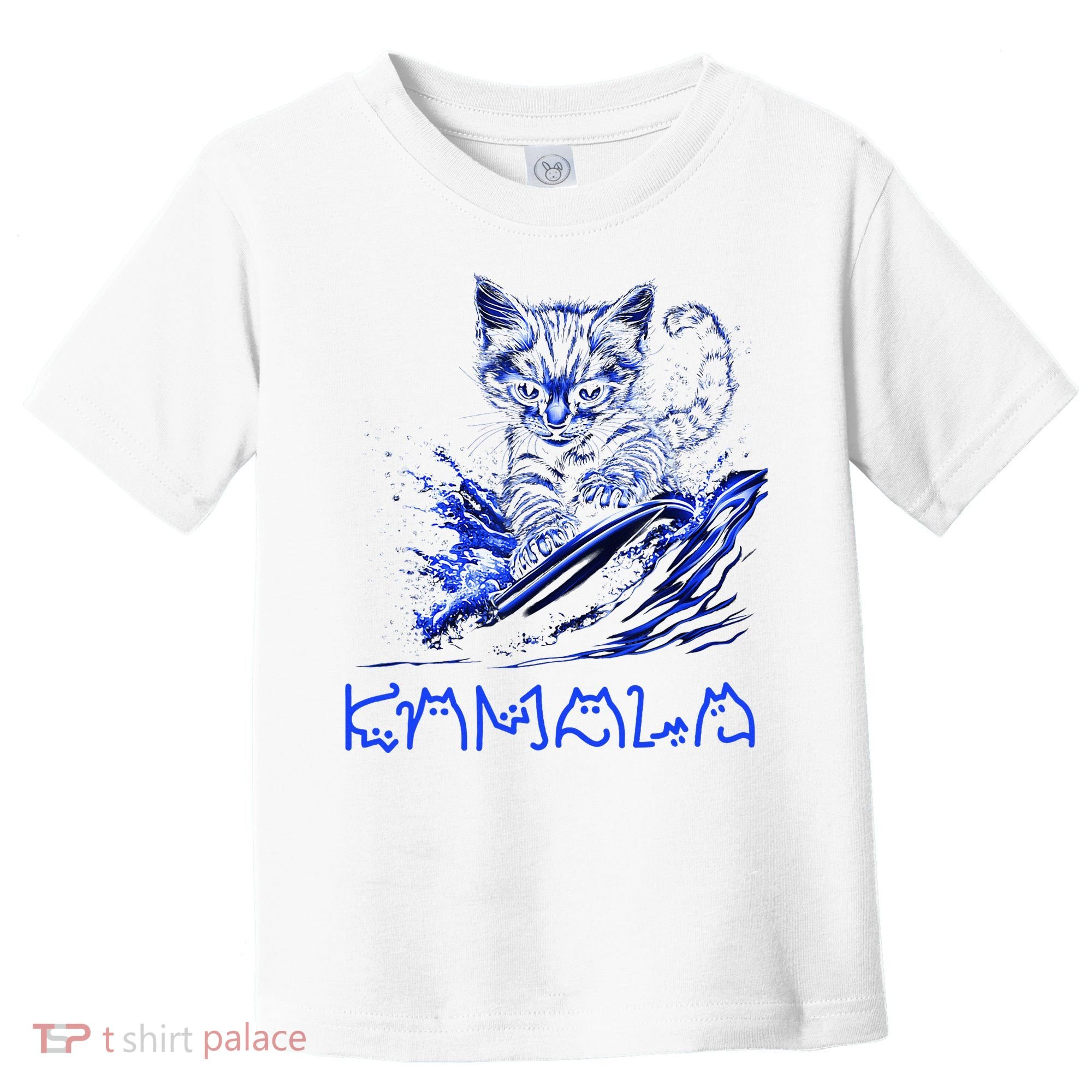 Blue Cats Wave For Kamala Funny Kamala Harris Cat Ladies Toddler T-Shirt