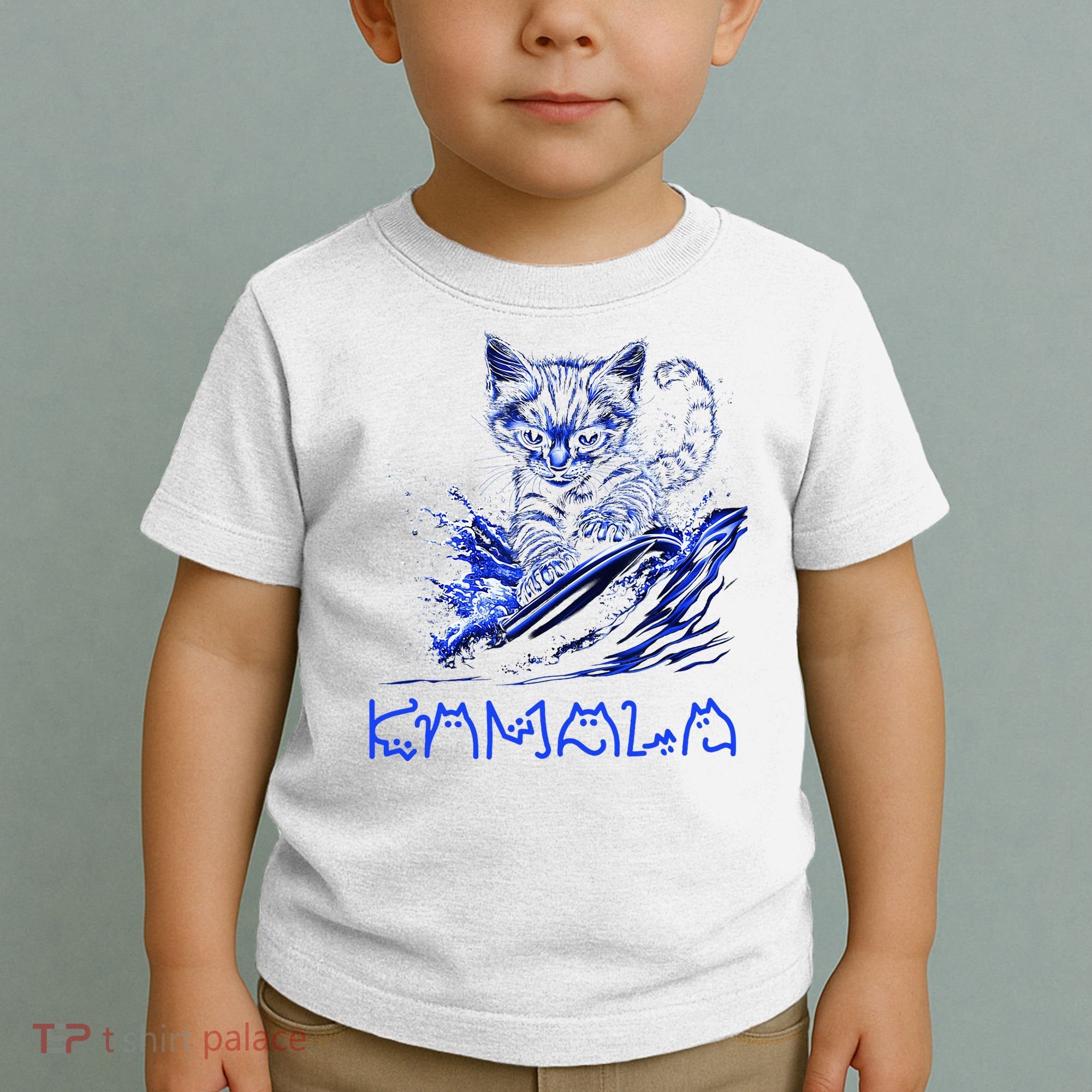 Blue Cats Wave For Kamala Funny Kamala Harris Cat Ladies Toddler T-Shirt