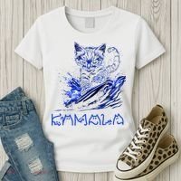 Blue Cats Wave For Kamala Funny Kamala Harris Cat Ladies Women's T-Shirt thumb 3