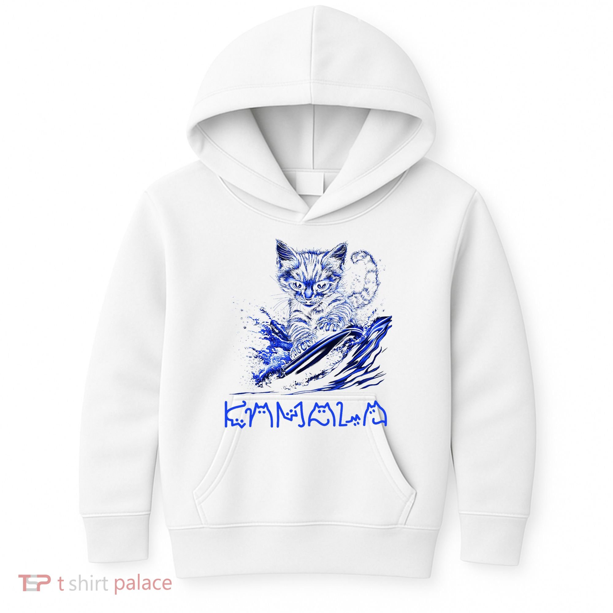 Blue Cats Wave For Kamala Funny Kamala Harris Cat Ladies Kids Hoodie