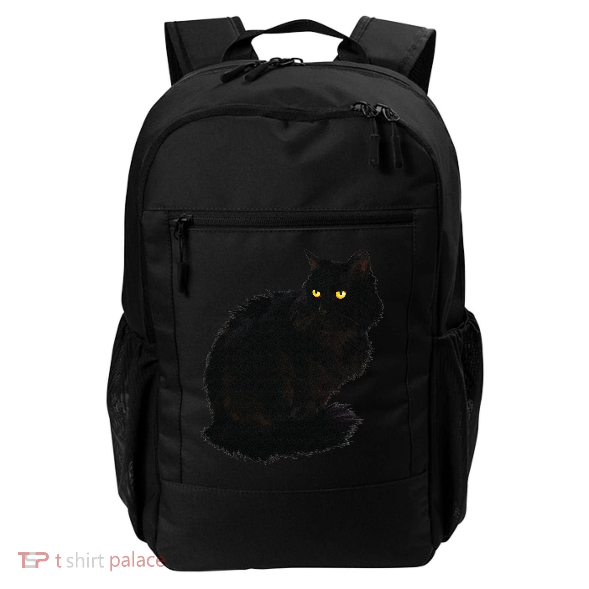 Black Cat Women Spooky Yellow Eyes Halloween Cat Backpack
