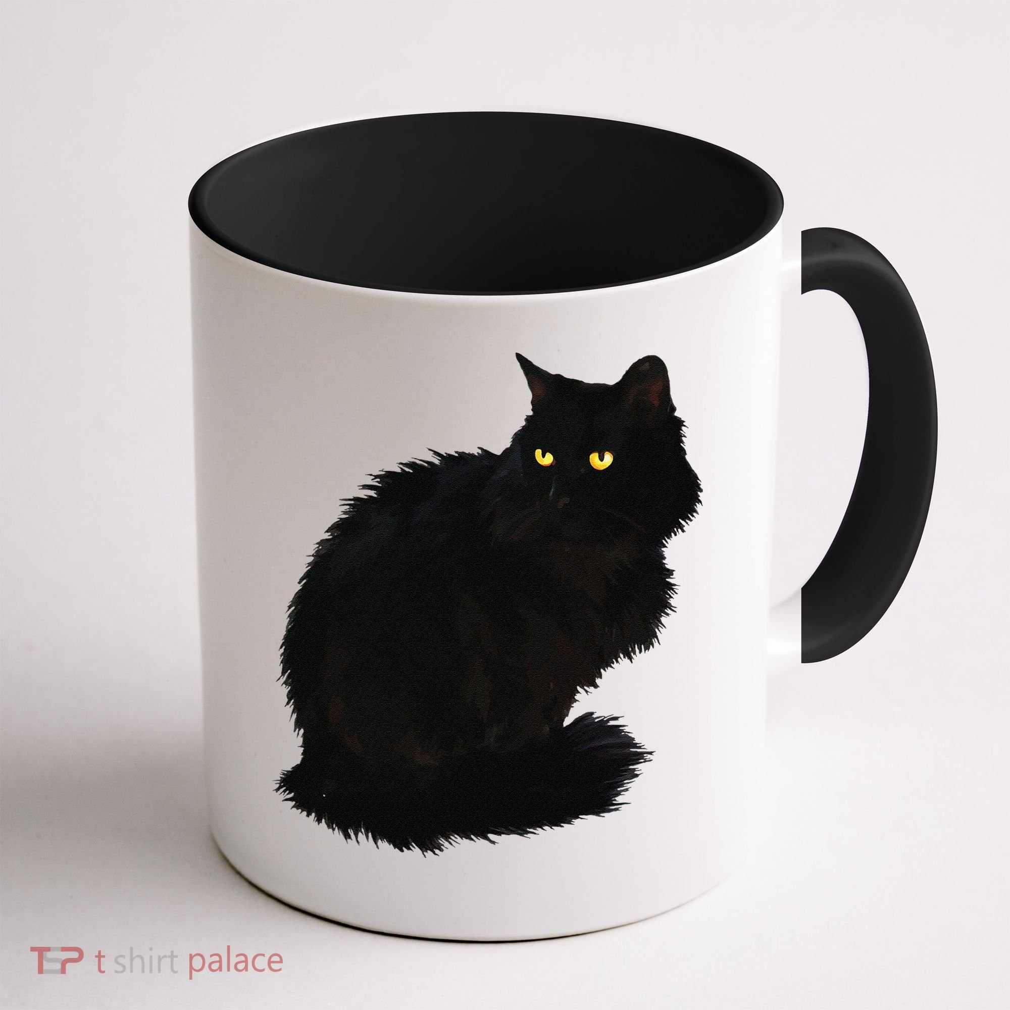 Black Cat Women Spooky Yellow Eyes Halloween Cat Coffee Mug