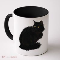 Black Cat Women Spooky Yellow Eyes Halloween Cat Coffee Mug thumb 0