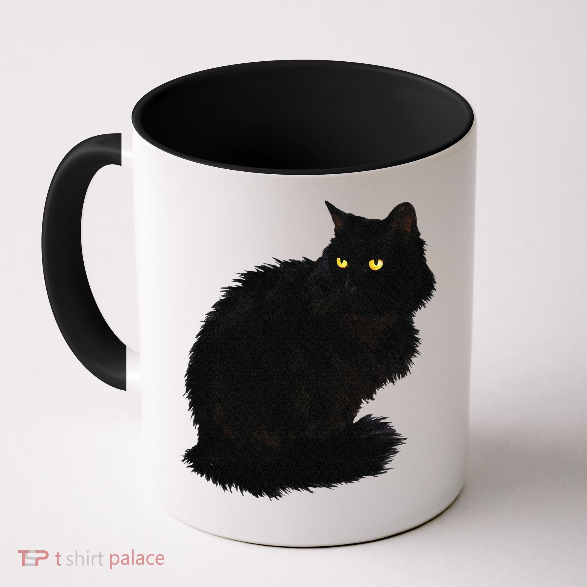 Black Cat Women Spooky Yellow Eyes Halloween Cat Coffee Mug