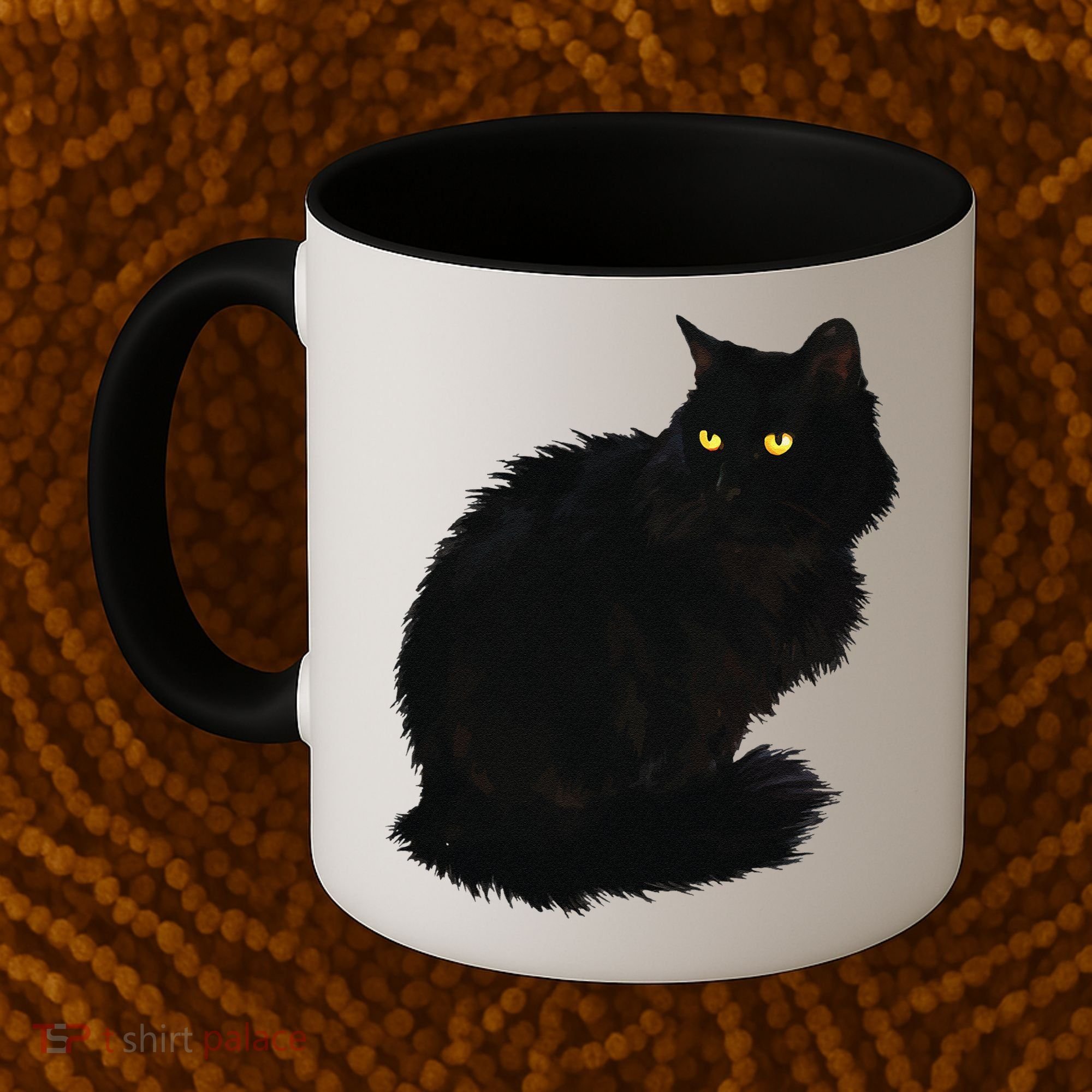 Black Cat Women Spooky Yellow Eyes Halloween Cat Coffee Mug