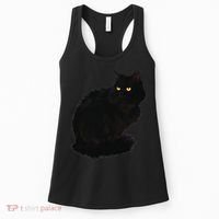 Black Cat Women Spooky Yellow Eyes Halloween Cat Women's Tank Top thumb 0