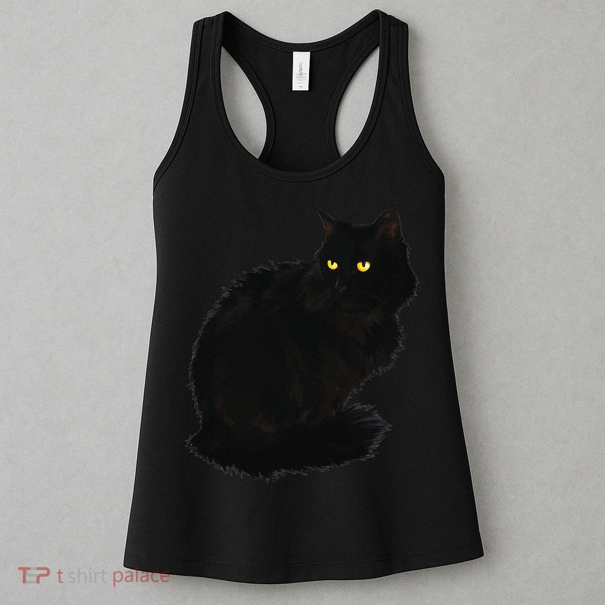 Black Cat Women Spooky Yellow Eyes Halloween Cat Women's Tank Top