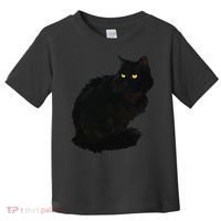 Black Cat Women Spooky Yellow Eyes Halloween Cat Toddler T-Shirt thumb 0