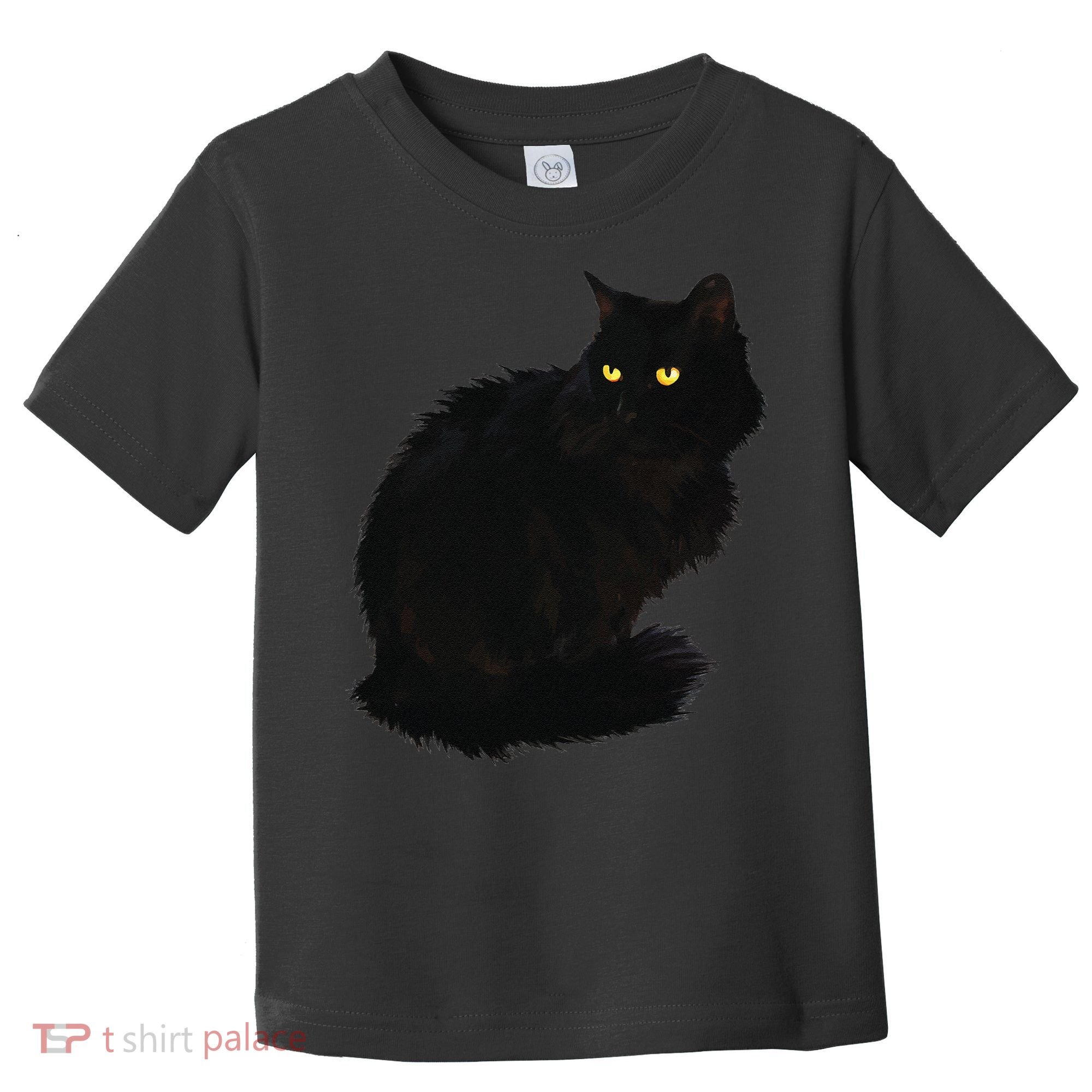 Black Cat Women Spooky Yellow Eyes Halloween Cat Toddler T-Shirt