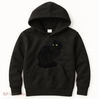 Black Cat Women Spooky Yellow Eyes Halloween Cat Kids Hoodie thumb 0