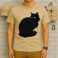 Black Cat Women Spooky Yellow Eyes Halloween Cat T-Shirt thumb 6