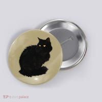 Black Cat Women Spooky Yellow Eyes Halloween Cat Button thumb 0