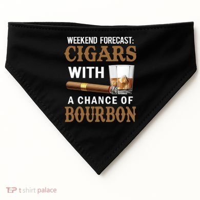 Bourbon, Cigar, Whiskey, Alcohol, Funny USA-Made Doggie Bandana