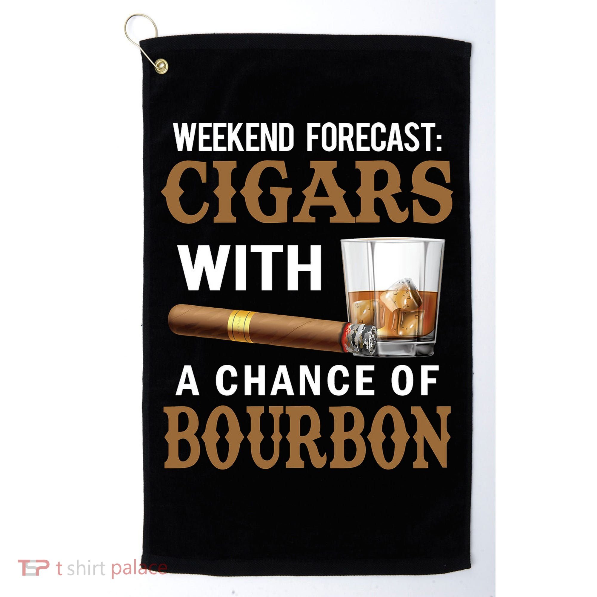 Bourbon, Cigar, Whiskey, Alcohol, Funny Golf Towel