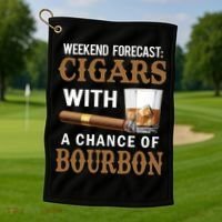 Bourbon, Cigar, Whiskey, Alcohol, Funny Golf Towel thumb 1
