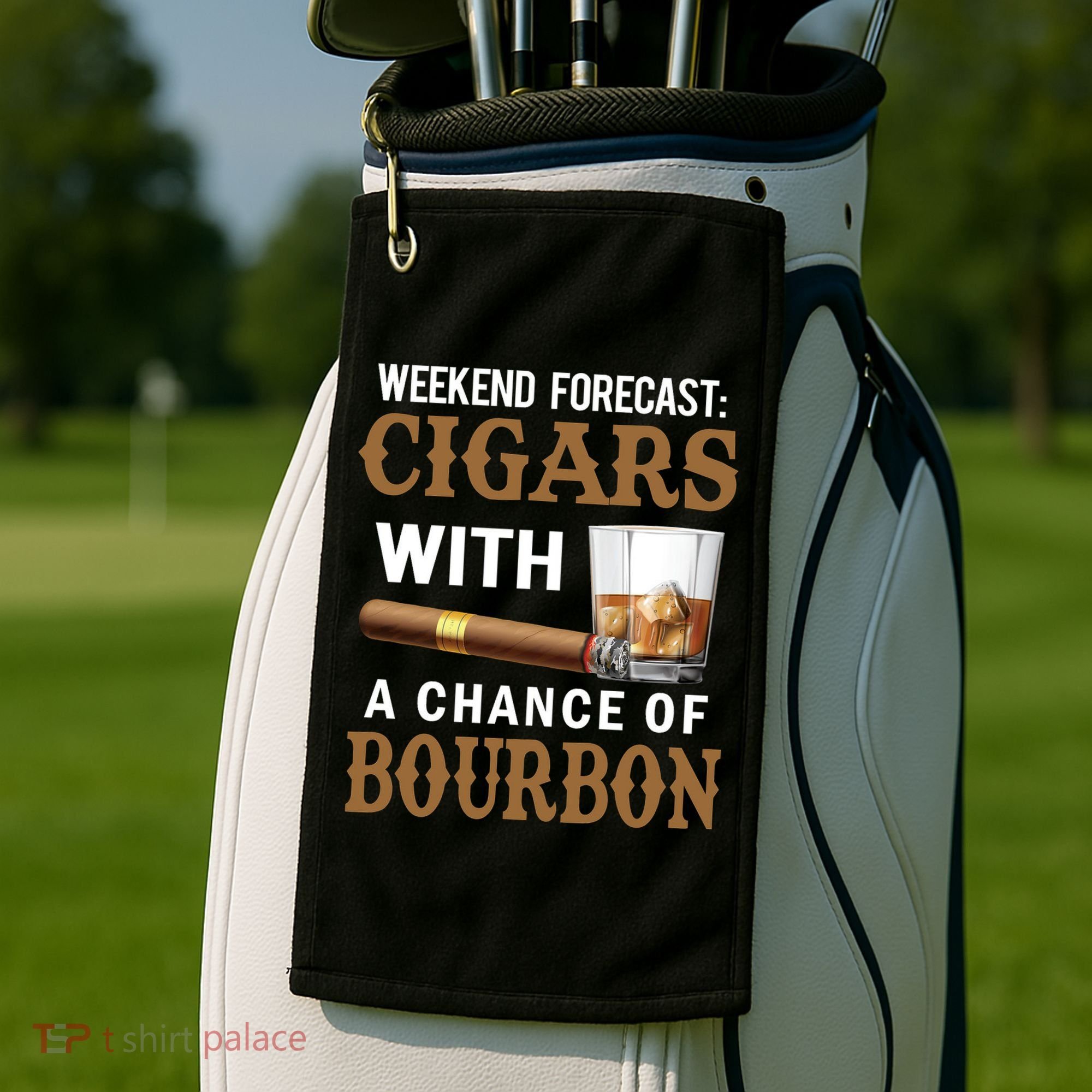 Bourbon, Cigar, Whiskey, Alcohol, Funny Golf Towel