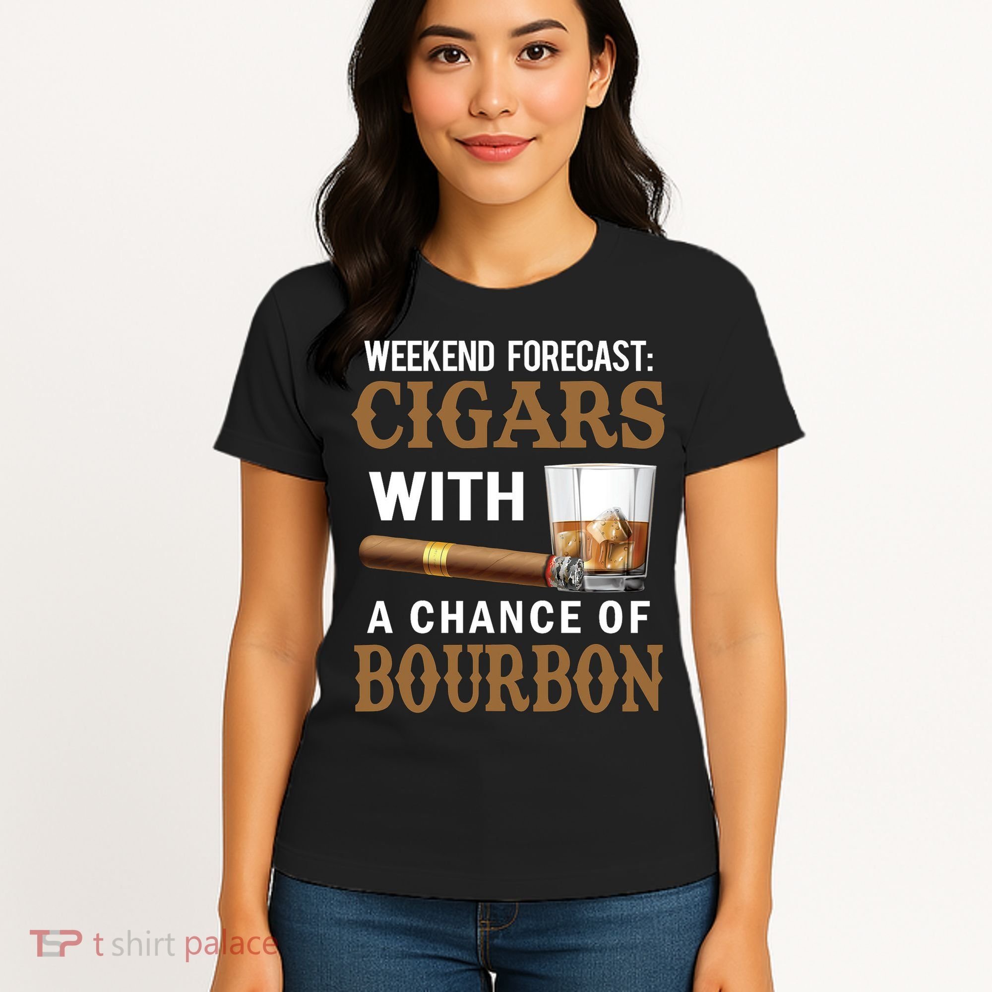 Bourbon, Cigar, Whiskey, Alcohol, Funny Women's T-Shirt