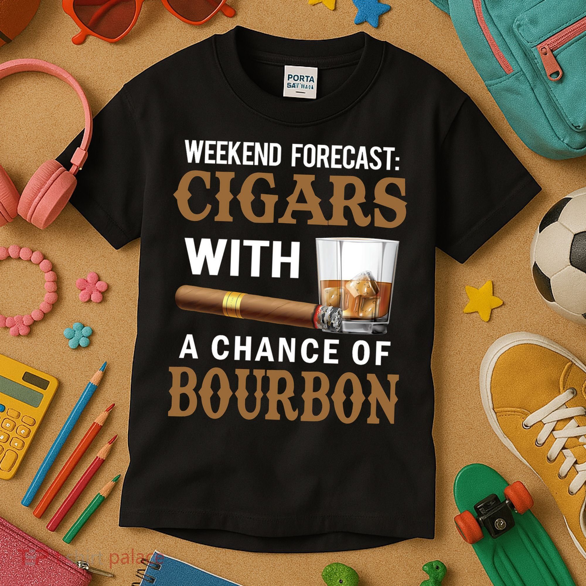 Bourbon, Cigar, Whiskey, Alcohol, Funny Kids T-Shirt
