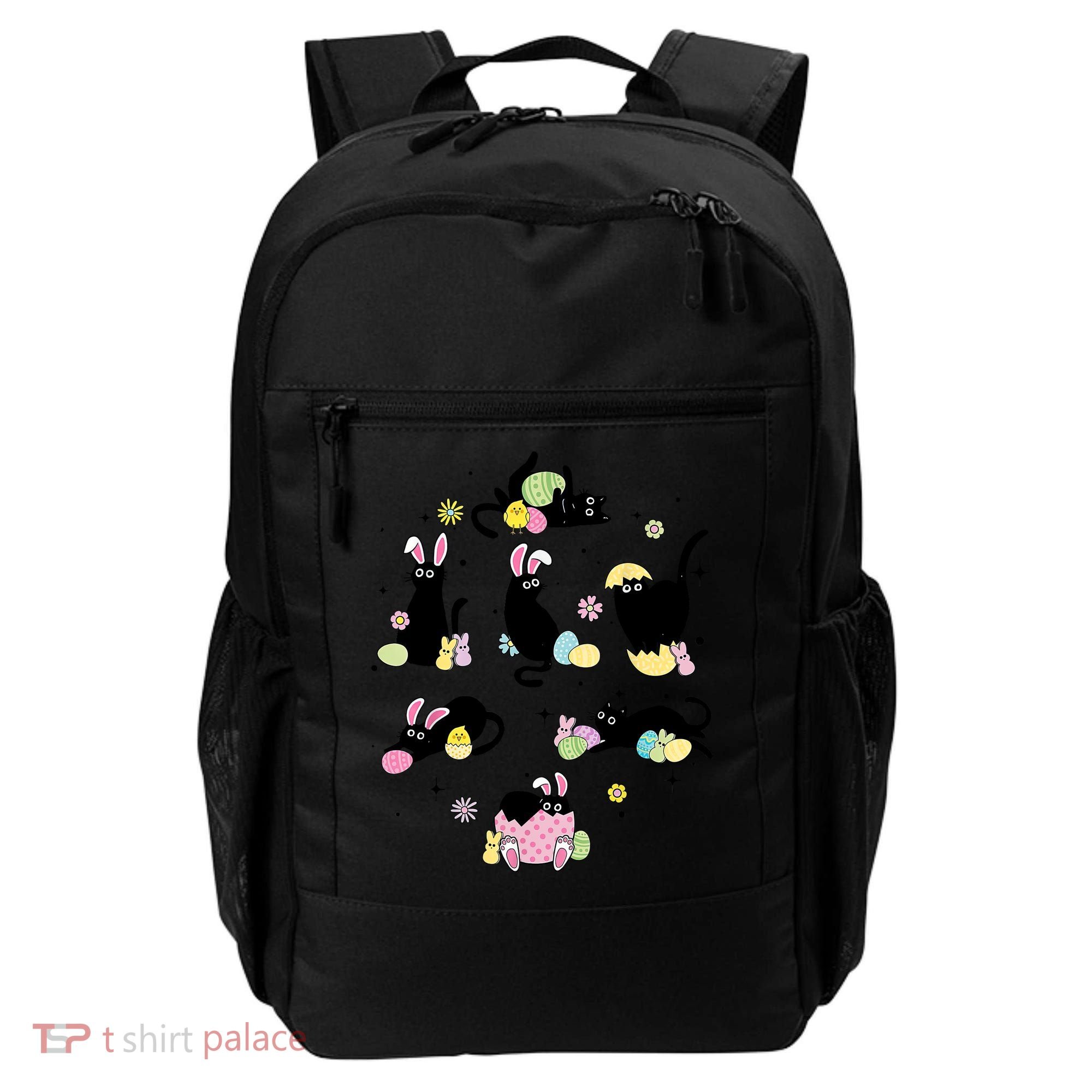 Black Cat With Bunny Eggs Happy Easter Day Matching Backpack