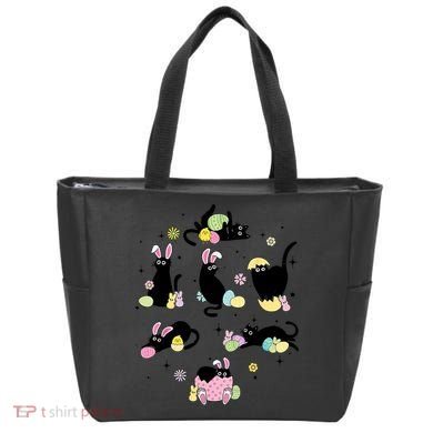 Black Cat With Bunny Eggs Happy Easter Day Matching Tote Bag