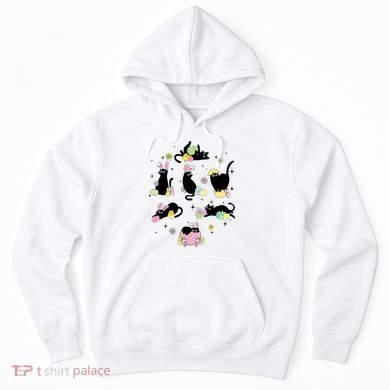 Black Cat With Bunny Eggs Happy Easter Day Matching Hoodie