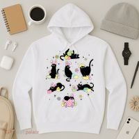 Black Cat With Bunny Eggs Happy Easter Day Matching Hoodie thumb 3