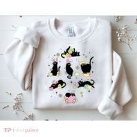 Black Cat With Bunny Eggs Happy Easter Day Matching Sweatshirt thumb 2