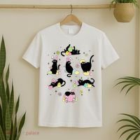 Black Cat With Bunny Eggs Happy Easter Day Matching T-Shirt thumb 2