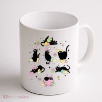 Black Cat With Bunny Eggs Happy Easter Day Matching Coffee Mug thumb 1