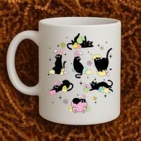 Black Cat With Bunny Eggs Happy Easter Day Matching Coffee Mug thumb 2