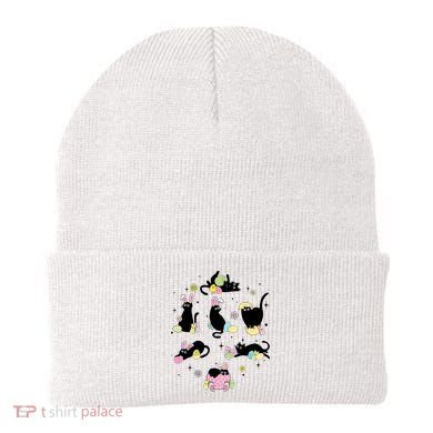 Black Cat With Bunny Eggs Happy Easter Day Matching Beanie