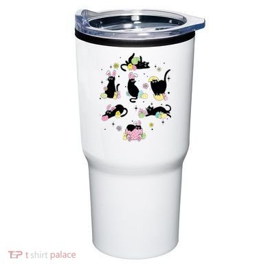 Black Cat With Bunny Eggs Happy Easter Day Matching Tumbler