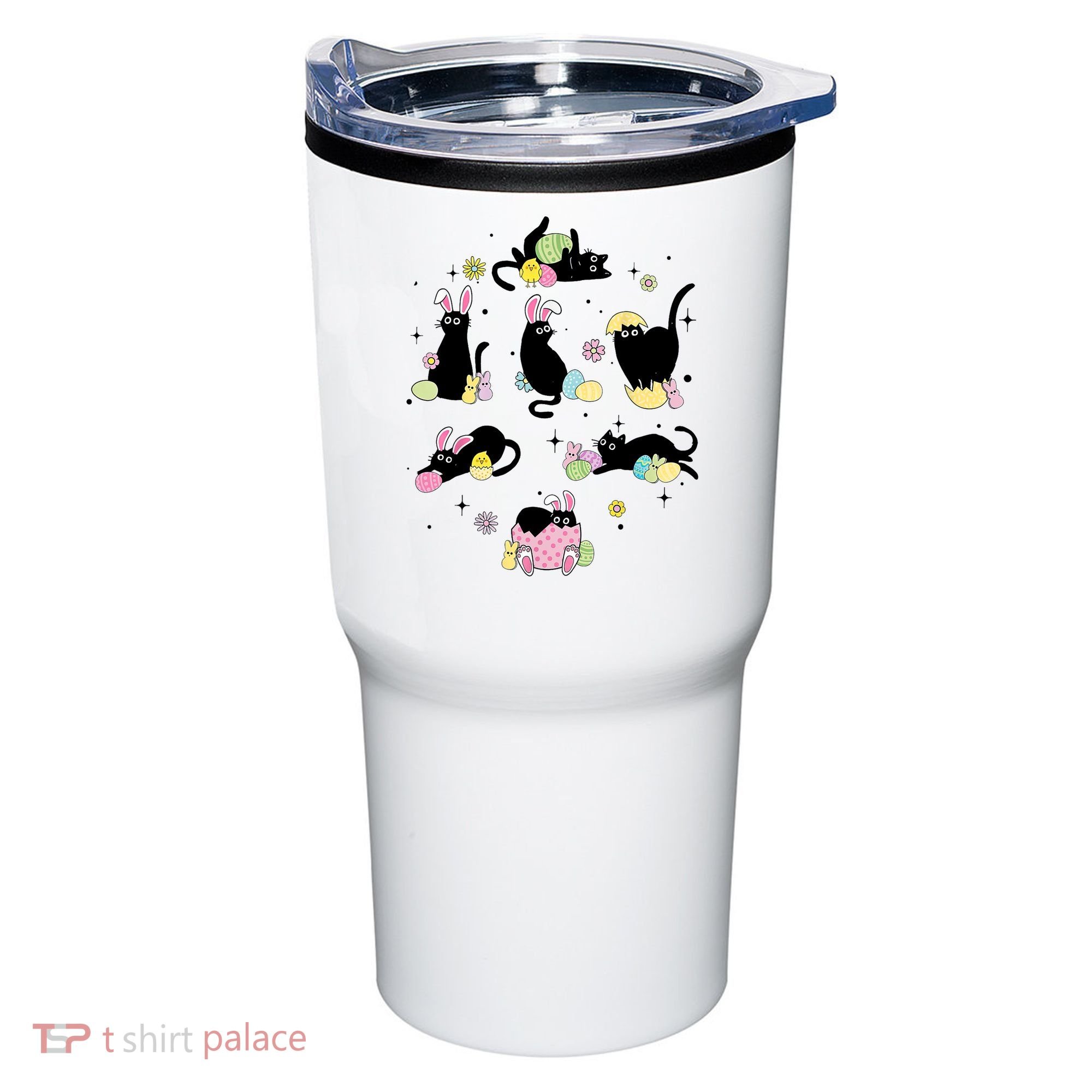 Black Cat With Bunny Eggs Happy Easter Day Matching Tumbler