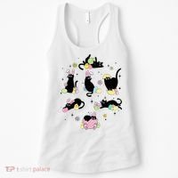 Black Cat With Bunny Eggs Happy Easter Day Matching Women's Tank Top thumb 0