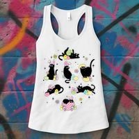 Black Cat With Bunny Eggs Happy Easter Day Matching Women's Tank Top thumb 3