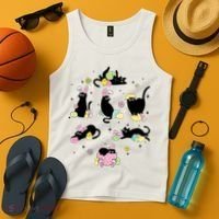 Black Cat With Bunny Eggs Happy Easter Day Matching Tank Top thumb 4