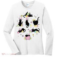 Black Cat With Bunny Eggs Happy Easter Day Matching Women's Long Sleeve Shirt thumb 0