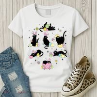 Black Cat With Bunny Eggs Happy Easter Day Matching Women's T-Shirt thumb 3