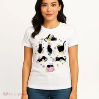 Black Cat With Bunny Eggs Happy Easter Day Matching Women's T-Shirt thumb 4
