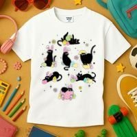 Black Cat With Bunny Eggs Happy Easter Day Matching Kids T-Shirt thumb 3